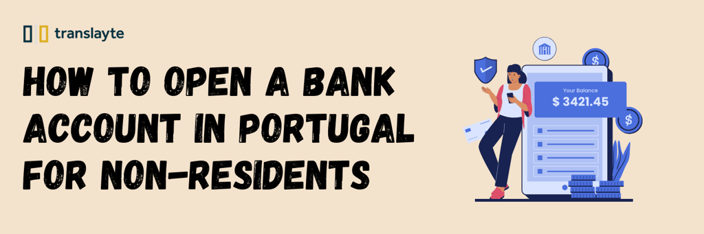 Non-resident opening a Portuguese bank account with passport and documents.