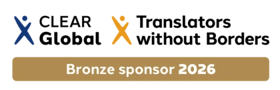 CLEAR Global e Translators without Borders — patrocinador Bronze 2026